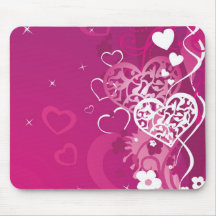 Pink Hearts Mouse Mat