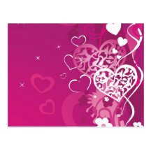 Pink Hearts Postcard