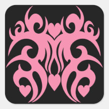 Pink Hearts Tribal Tattoo Sticker