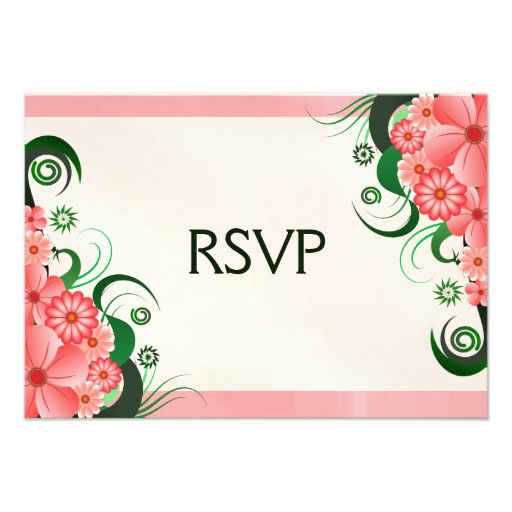 Pink Hibiscus Elegant RSVP Response Card Personalised Invitations