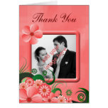 Pink Hibiscus Wedding Thank You Photo Note Cards