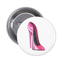Pink High Heel Shoe Art Button