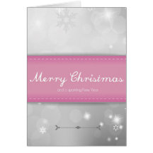 Pink Holiday Sparkle Christmas Card