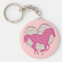 Pink Horse and Heart Key Chains