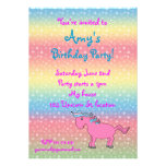 Pink horse on rainbow birthday invitation invitations
