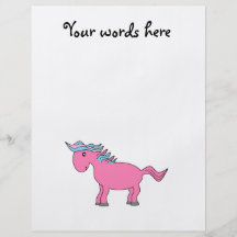 Pink horse with blue pink mane personalised flyer