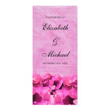 Pink Hydrangea Wedding Program Rack Card Design