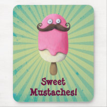 Pink Ice Cream with Moustaches Mouse Pad