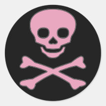Pink Jolly Roger Girl Pirate Stickers
