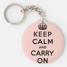 Pink keep calm and carry on keychains