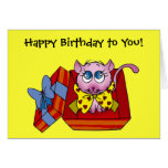 Pink kitten birthday greeting card