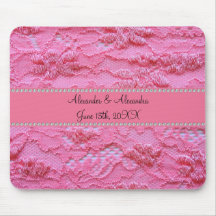 Pink lace wedding favours mouse mat