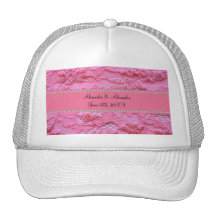 Pink lace wedding favours trucker hat
