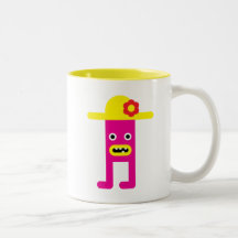 Pink lady, yellow hat coffee mugs
