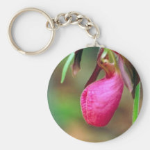 Pink lady's slipper key chains