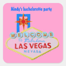 Pink Las Vegas Bachelorette Square Stickers