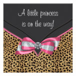 Pink Leopard Princess Baby Shower Personalized Announcements