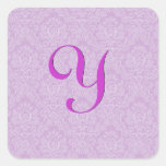 Pink Lilac Wedding Monogram Any Letter B581 Square Sticker