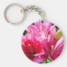 Pink Lilies in Bloom Keychain