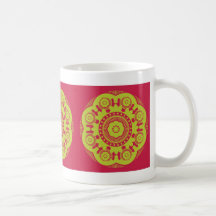 Pink & lime floweret coffee mugs