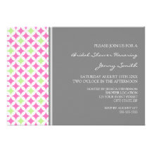 Pink Lime Gray Pattern Bridal Shower Invitation