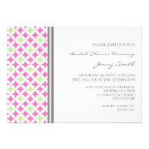 Pink Lime Gray Pattern Bridal Shower Invitation