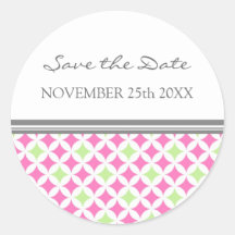 Pink Lime Gray Save the Date Envelope Seal Stickers