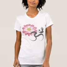 Pink Lotus Flower Yoga Om Calligraphy T-Shirt