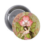 Pink Lotus Lady_ Round Button
