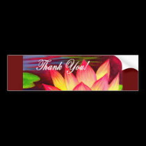Pink Lotus Water Lily Flower Thank You - Multi bumper stickers
