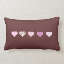 Pink Love Heart Design - chocolate brown Throw Pillows