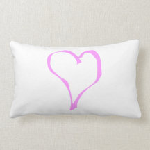 Pink love heart on white. throw pillows