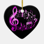 Pink Metallic style musical notes in oval shape Christmas Ornaments