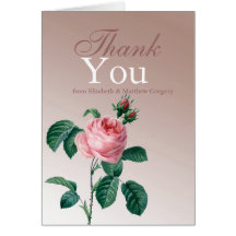 Pink Mist Rose Wedding Thank You Card