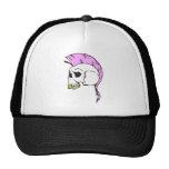 pink mohawk skull mesh hat