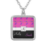 pink monogram flower necklace