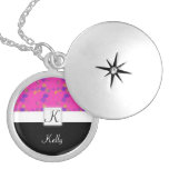 pink monogram flower necklace
