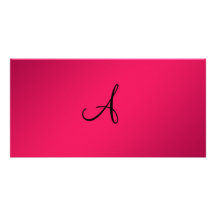 Pink monogram photo card