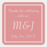 Pink Monogrammed Wedding Favour Label Stickers