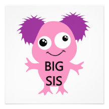 Pink Monster Big Sister Custom Invitations