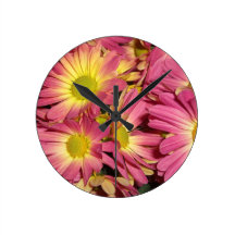 Pink Mums Wall Clock