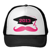 Pink Mustache Grad 2013 hats