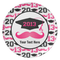 Pink Mustache Grad 2013 plates