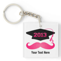 Pink Mustache Grad 2013 key chains