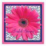 Pink Navy Gerbera Daisy Bridal Shower Invitation
