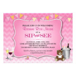 Pink Ombre Chevron Baby Sip and See Custom Invitation