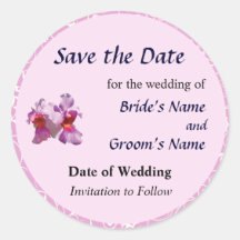Pink Orchid Save the Date Stickers