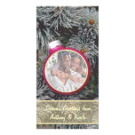Pink Ornament Nesting In Tree Photo Holiday Card Customised Photo Card