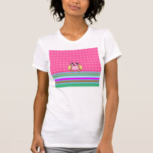 Pink owl on stripes tshirt