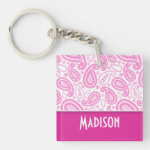 Pink Paisley Pattern Acrylic Keychain